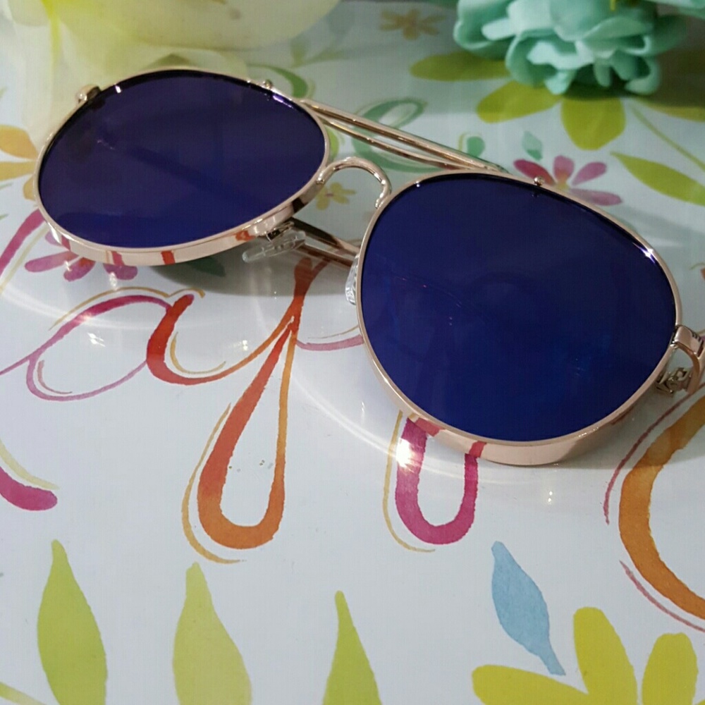 THICK AVIATOR METAL FRAME MIRRORED SUNGLASSES  UNISEX